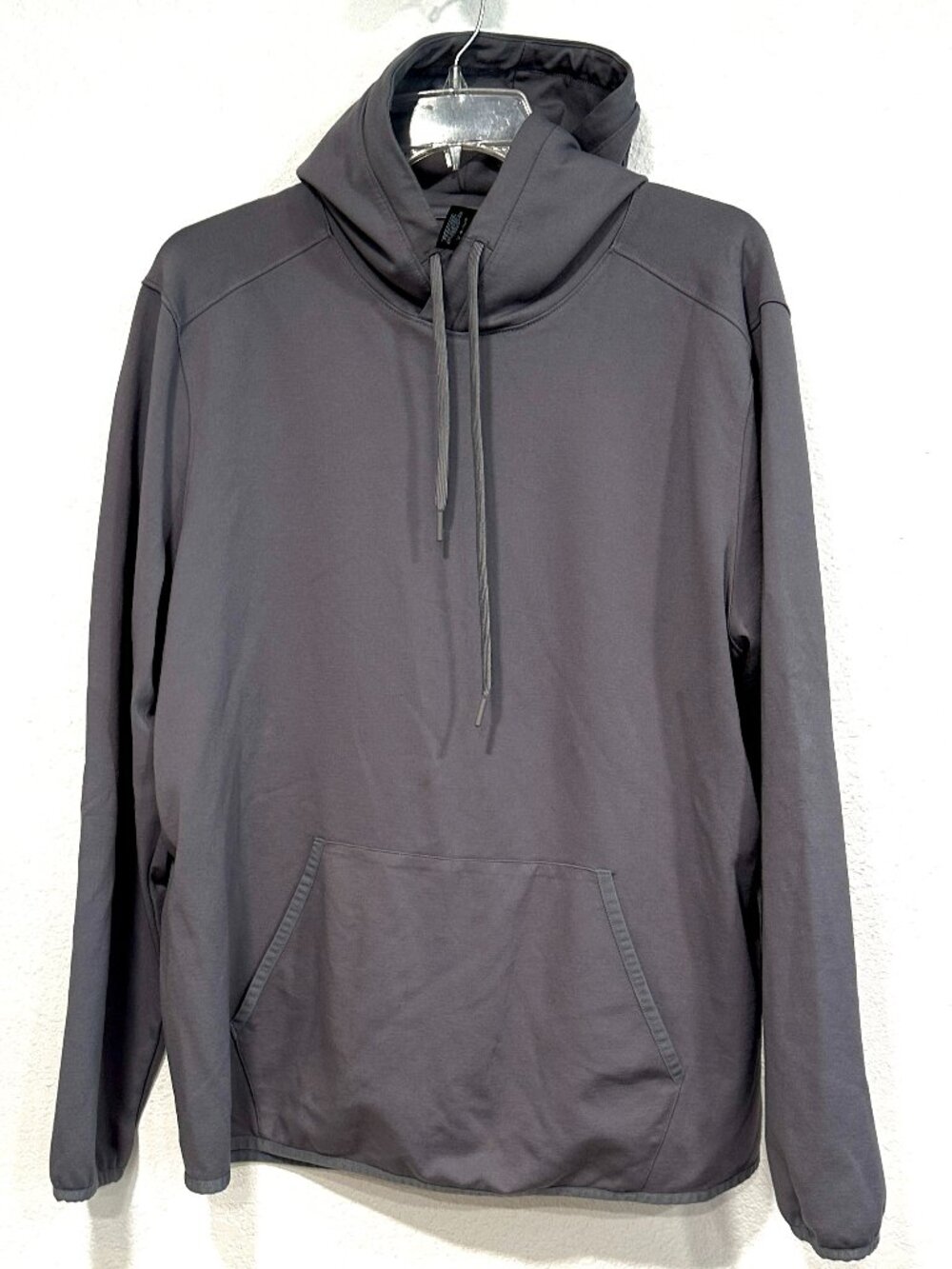 Members Mark Luxe Pullover Drawstring Hoodie Sweatshirt Gray Stretch Mens Large